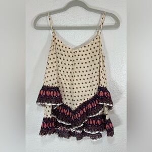 Anthropologie Maeve Buteh Borders Paisley Ruffle Tiered Cami Women’s XS Bohemian